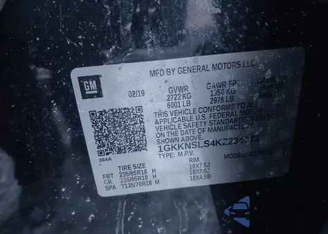 2019 GMC Acadia Sle-2 from USA, damaged, VIN 1GKKNSLS4KZ234373